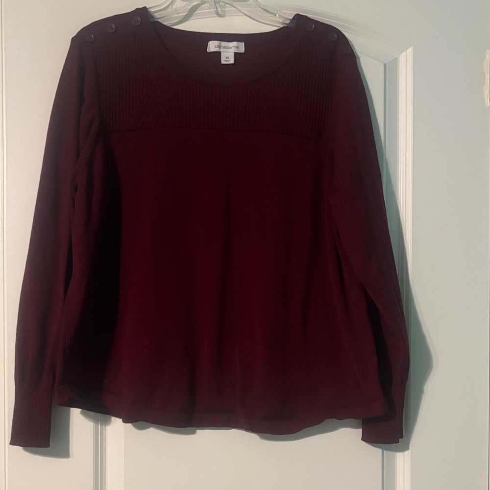 Liz Claiborne Rich Burgundy Blouse with Button Detail